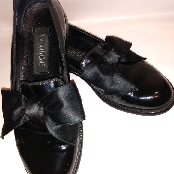 Kenneth Cole Dressy Formal Patent Leather Flats With Satin Bow Women's Size 7 - Picture 1 of 12